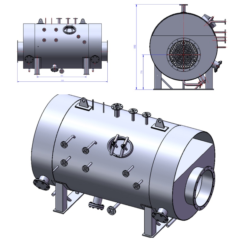 1000kW Gas Engines Fire Tube Exhaust Gas Boiler